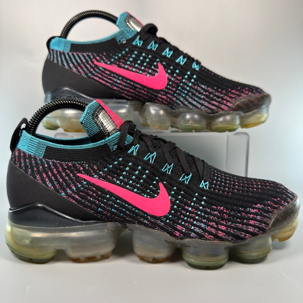 Nike Air VaporMax Flyknit 3 Women 8.5 8 1/2 Running Shoe Black Pink Blue Sneaker